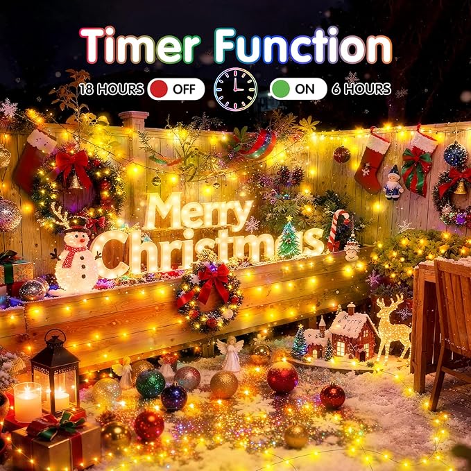 KNONEW 203FT Outdoor Christmas Fairy Lights Plug in,600 LED String Lights Outdoor Waterproof 8 Modes Memory Times for Wedding Bedroom Walls Garden Trees Decoration(Warm White)
