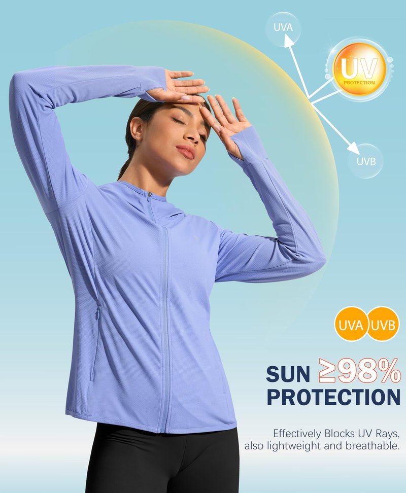 Soothfeel Women's UPF 50+ Sun Protection Hoodie Jacket Lightweight Long Sleeve Sun Shirt for Women with Pocket Hiking Outdoor