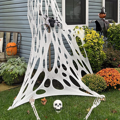 DAZONGE 2 Packs Spider Webs Halloween Decorations Outdoor, 900sqft Stretchy Spider Webbing for Halloween Decor, Spooky Spider Web Decorations for Hunted House Halloween Party