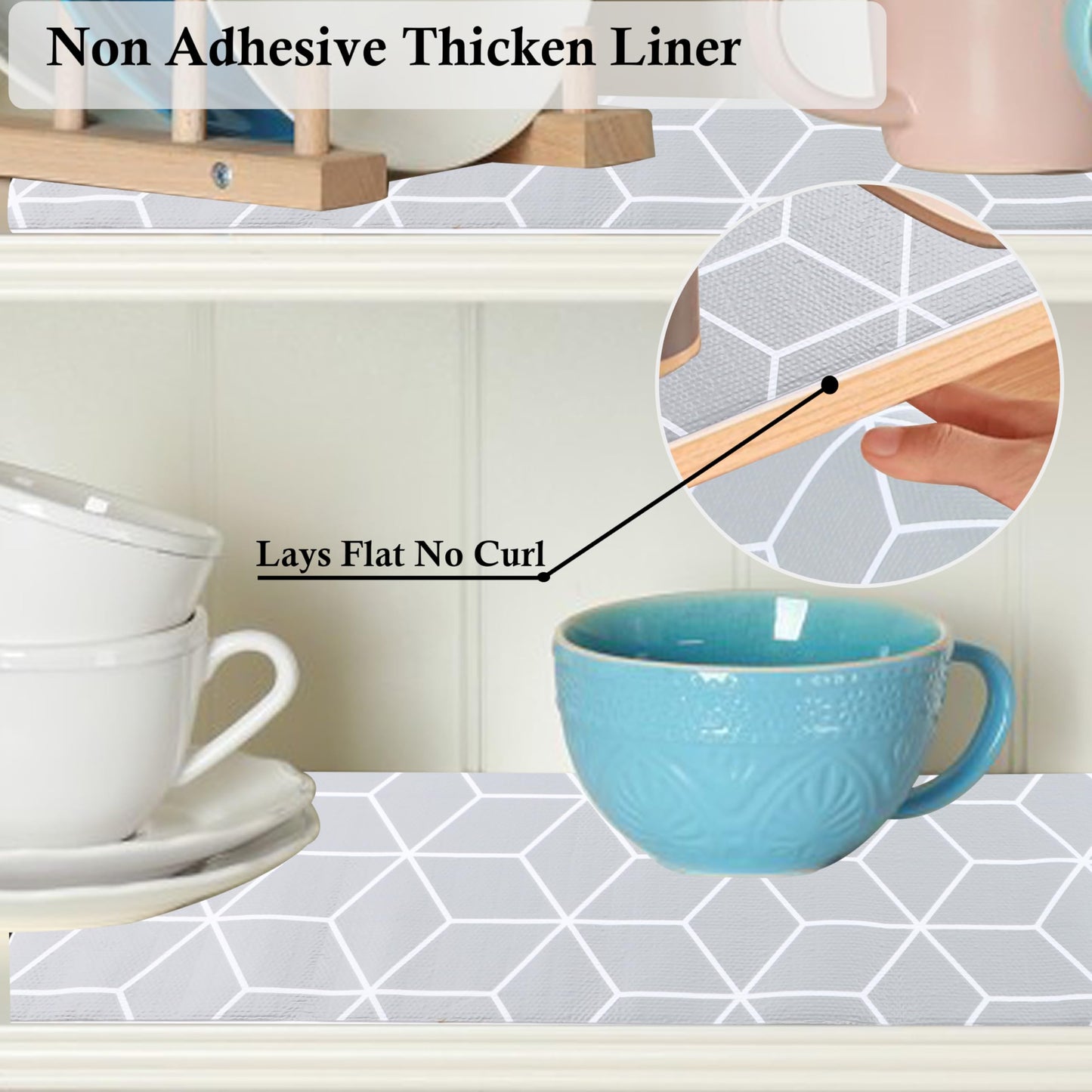 Shelf Cabinet Liner 11 Inch Wide X 20 Ft Non Adhesive Kitchen Drawer Liners Non Slip Water Oil-Proof Strong Grip Pantry Shelves Mat for Bathroom Cupboard Closet Refrigerator