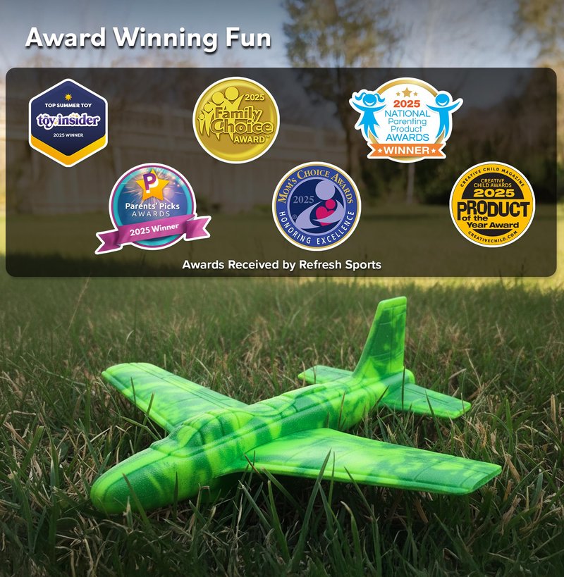 Foam Airplane - Best Outdoor Toys for Kids 3 4 5 6 7 8 9 + Year Old Boys - Best Toy Stuffers Gift & Boy Toddler Toys & Airplane Gift Idea - Gifts for Boys Toys Age 4-6 & Summer Party Favors