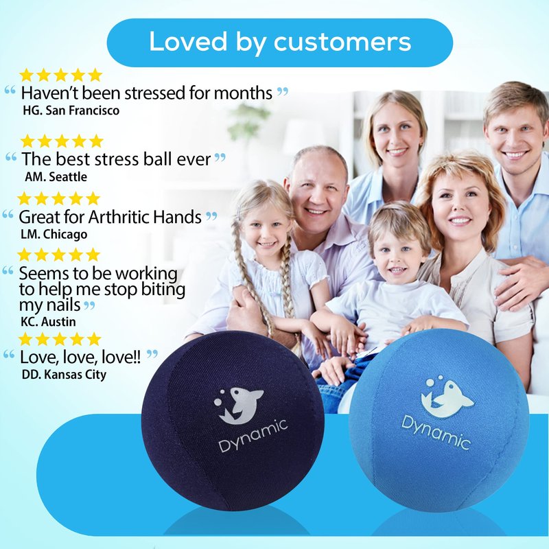 Serenilite Stress Balls for Adults & All Ages - Dynamic Resistance Squeeze Balls - 2 Pack Hand Exercisers for Therapy & Grip Strengthening