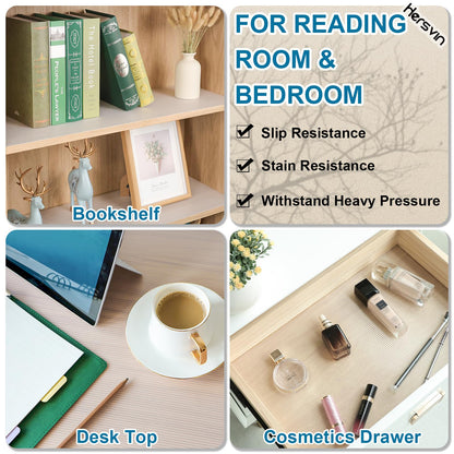 Hersvin 10 in x 20 ft Shelf Liners Drawer Liner for Kitchen Cabinets Non-Adhesive Non Slip, Refrigerator Mats for Shelves, EVA Plastic Cupboard Protector, Waterproof Lining (Clear Stripe, Ribbed)