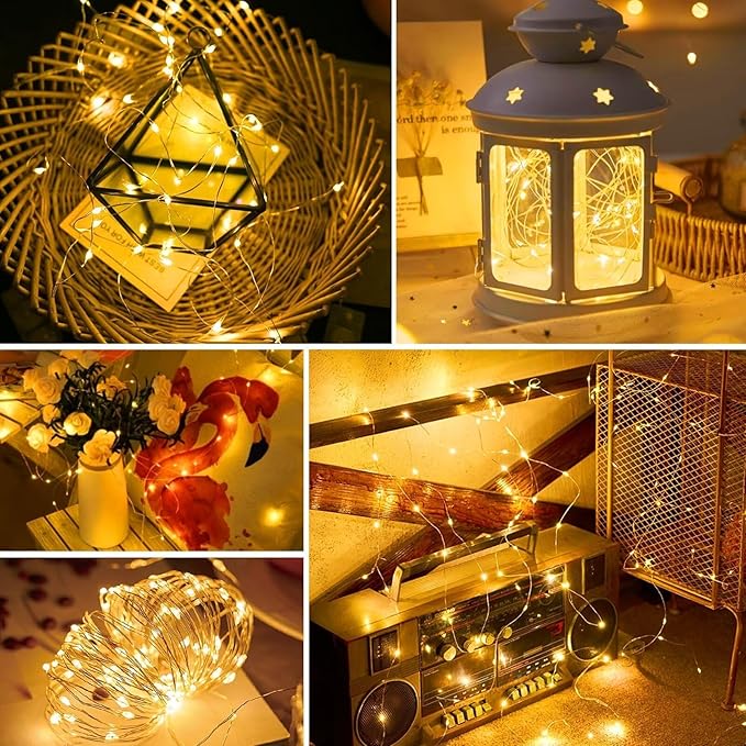 pozzolanas 12 Pack Warm White Fairy Lights Battery Operated 3 Modes 7FT 20 LED Waterproof String Lights Twinkle Silver Wire for Mason Jars Wedding Christmas Halloween Party Decor (12, Warm White)