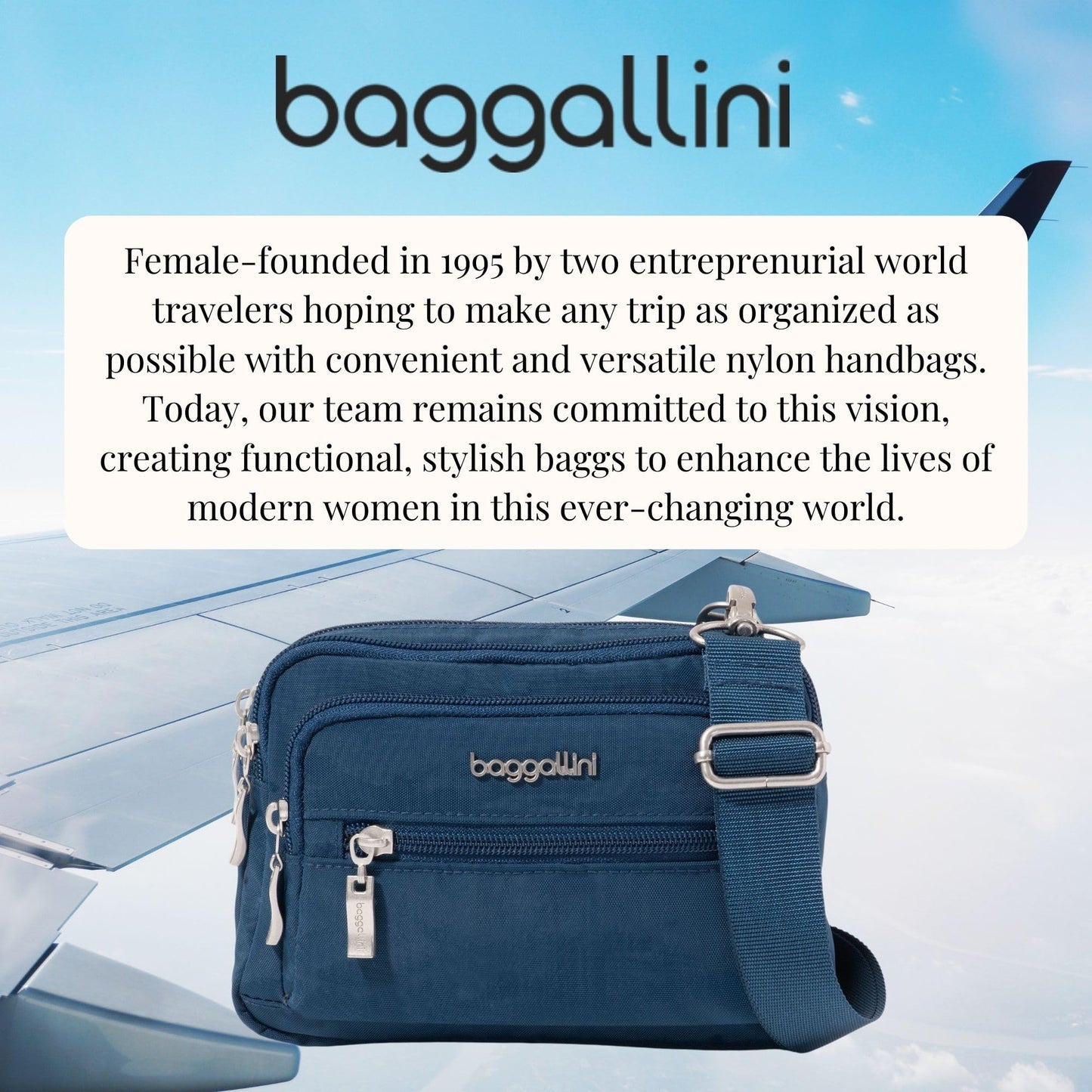 Baggallini Triple Zip Crossbody Bag for Women - Convertible Crossbody Fanny Pack Belt Bag - Lightweight Water-Resistant
