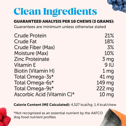 Cat Skin & Coat Health Crunchy & Creamy Chews - Omegas, Vitamin C + E, Biotin Supplement, Soothes Skin and Promotes Shiny Coat, Cat Supplements & Vitamins - Chicken (30-Day Supply)