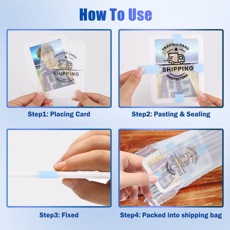 200 Pack Trading Card Shipping Protectors with Tape Rolls, AHIER 3.5'' x 4.5'' Plastic Cardboard Inserts for Bubble Mailers, Translucent Semi Rigid Precut Card Savers for Mailing Shipping Supplies