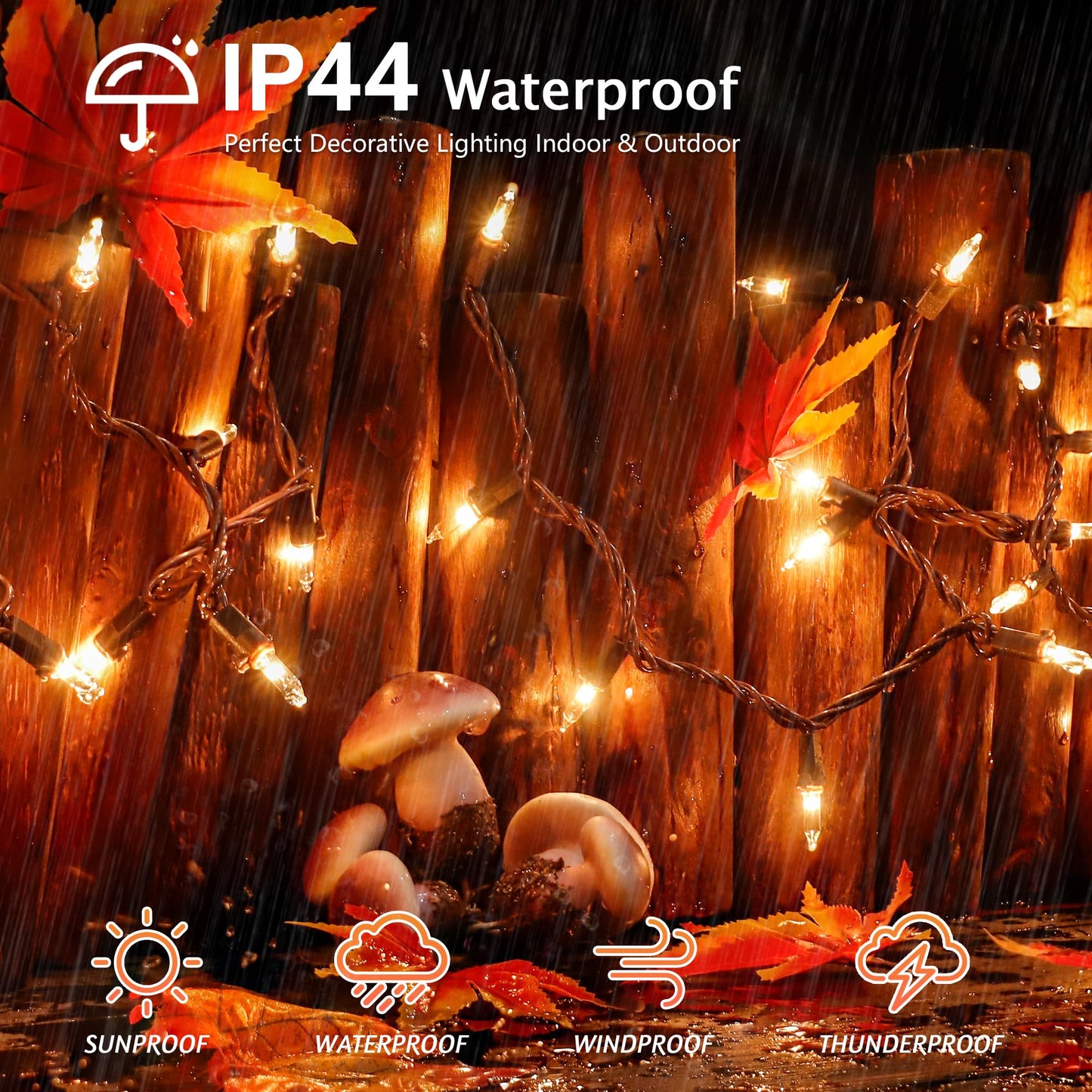 YOUNGAR 13FT 50 Clear Christmas Lights Outdoor, Approved Christmas Tree Lights with Brown Wire, Incandescent Mini Light Plug in for Indoor Outdoor Tree Patio Garden Xmas Decor
