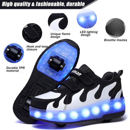 AIkuass Boys Roller Shoes LED Sneakers with Wheels Kids Skate Shoes Gifts for Christmas Birthday Children Day