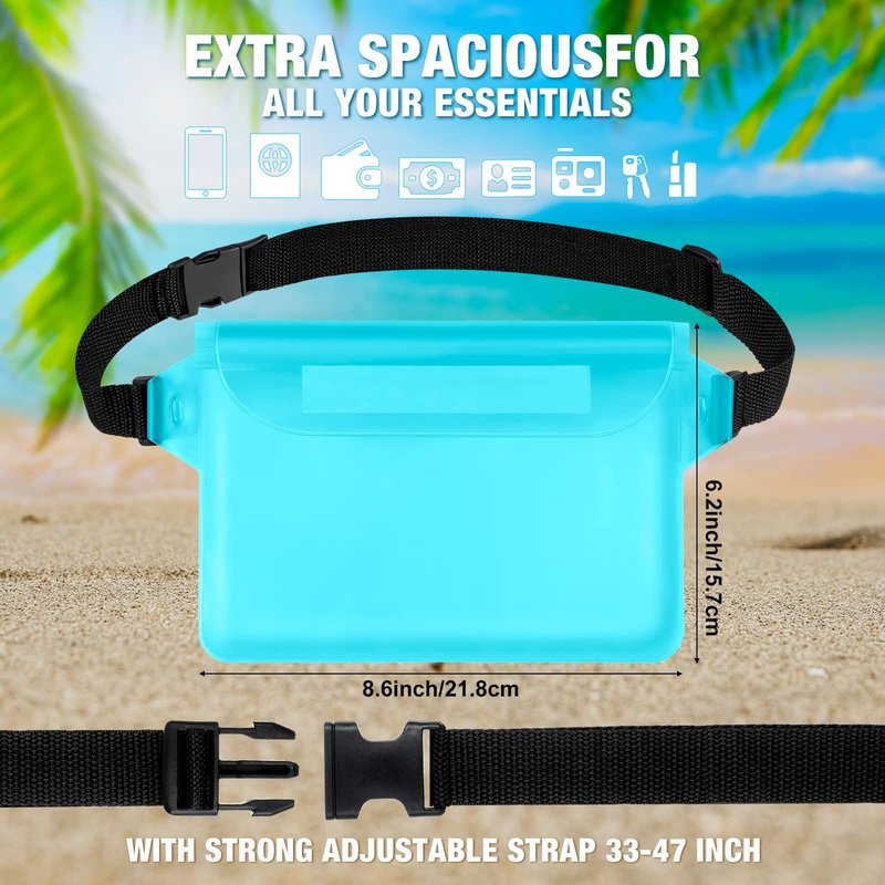 24 Pcs Phone Waterproof Pouch Bag with Waist Strap Waterproof Fanny Pack Keep Your Phone and Valuables Safe and Dry for Beach Accessories Kayaking Swimming Boating Snorkeling Pool Water Park, 12 Color