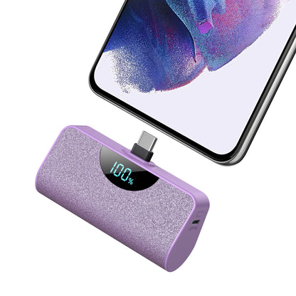 Mini Portable Charger USB-C Power Bank 5200mAh,Ultra Compact LCD Display Battery Pack Backup Charger Compatible with iPhone 17/17 Air/17 Pro/17 Pro Max/16/16 Plus/16 Pro Max/15 Series,Samsung-Green