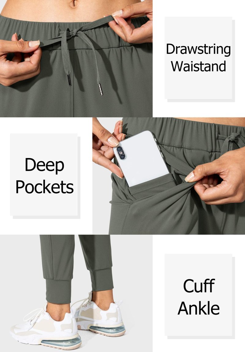 SANTINY Women's Joggers Pants Pockets Drawstring Running Sweatpants for Women Lounge Workout Jogging(Olive Green_M)