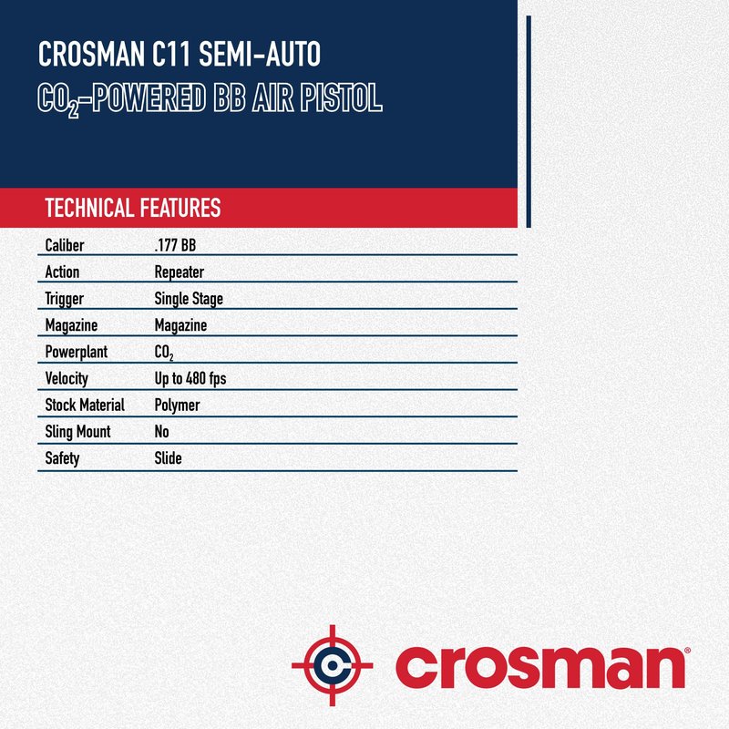 Crosman C11 Semi-Auto CO2-Powered BB Air Pistol