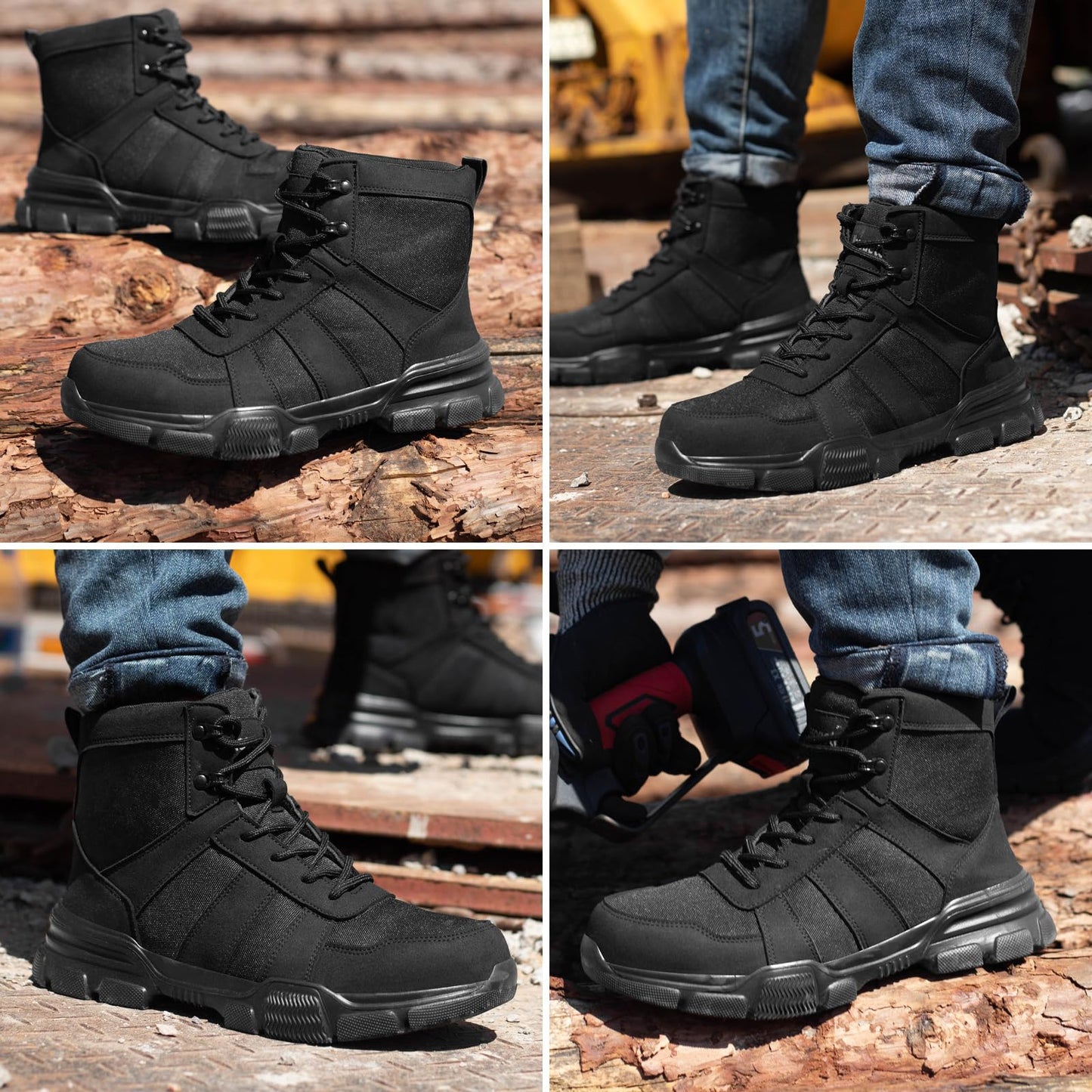 Safety Boots Lightweight Steel Toe Boots Men Women Comfortable Work Boots Shoes Black 10 UK 44 EU 270