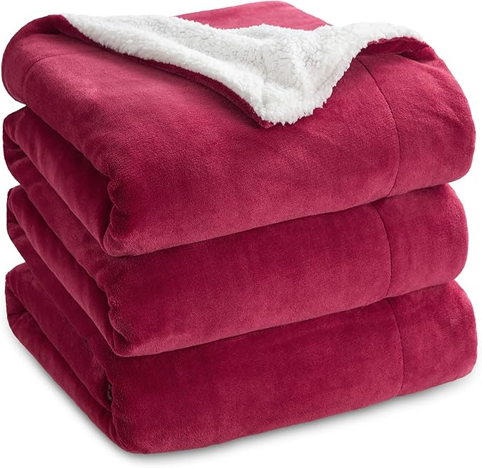 Bedsure GentleSoft Sherpa Fleece Blankets King Size for Bed - Thick and Warm Throw for Women, Soft Fuzzy Plush King Christmas Blanket for Winter, Red, 108x90 Inches