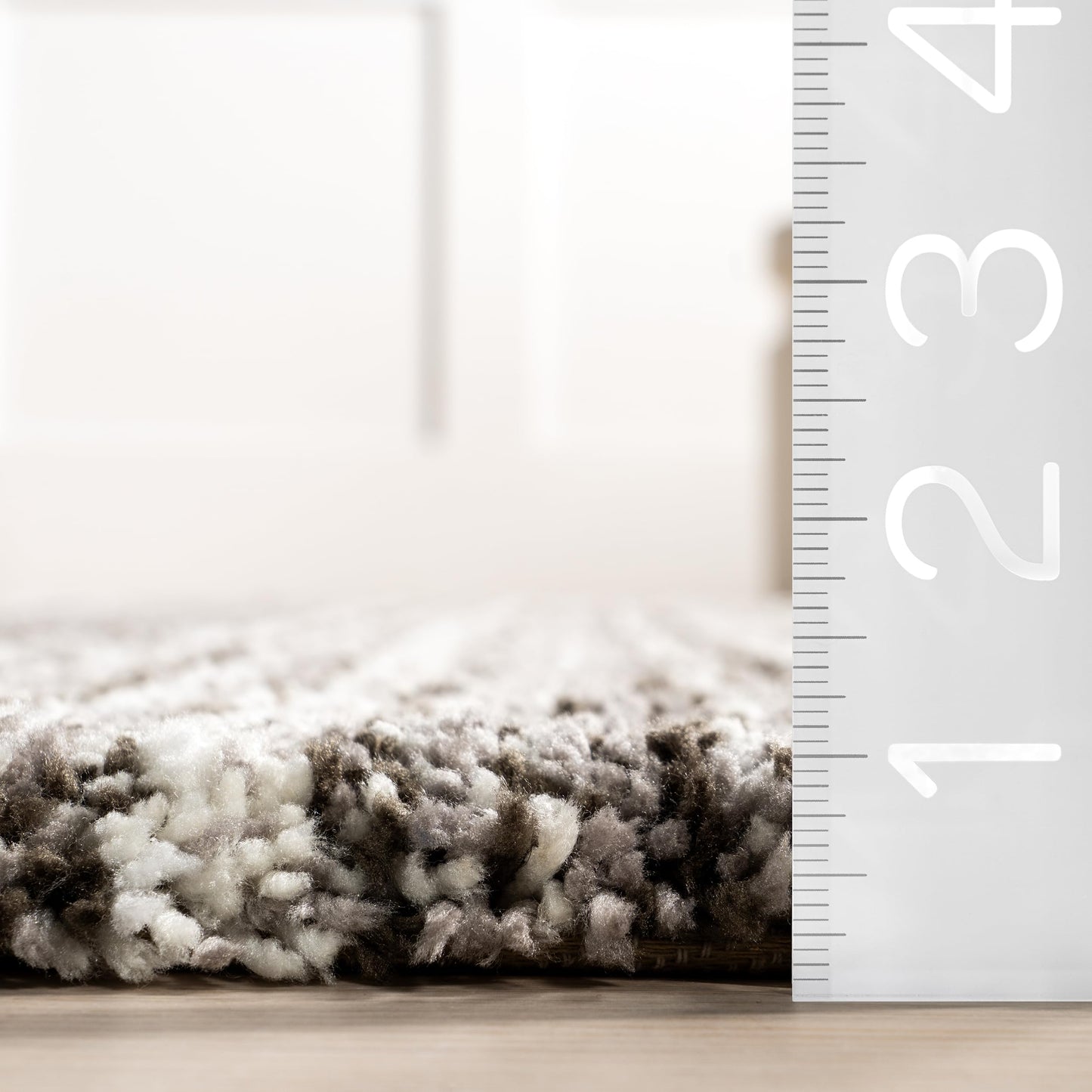 nuLOOM Drey Striped Shag Area Rug - 2x10 Runner Shag Rug Casual Gray Multi/Brown Rugs for Living Room Bedroom Dining Room Nursery Entryway Hallway