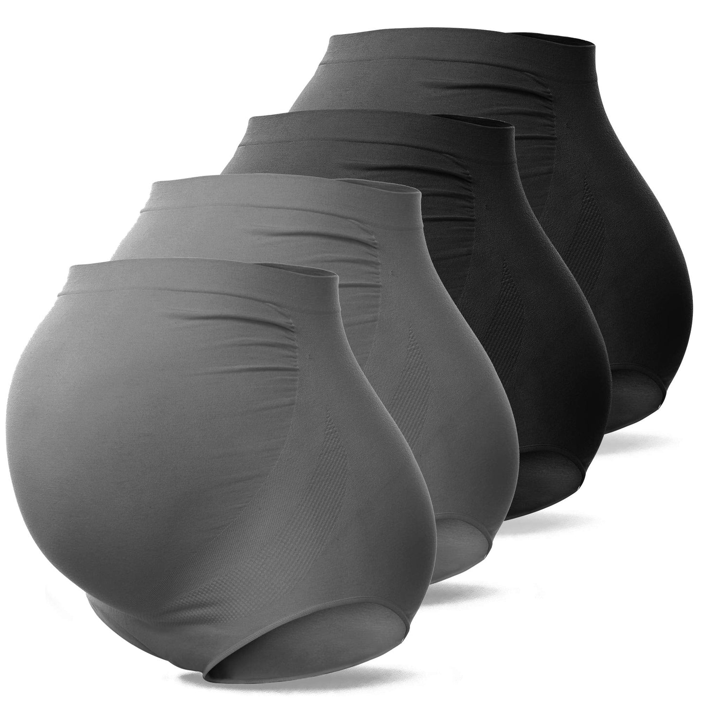 SUNNYBUY Women's Maternity High Waist Underwear Pregnancy Seamless Soft Hipster Panties Over Bump (2Black 2DGrey-4pk L)