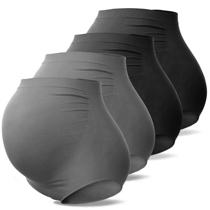 SUNNYBUY Women's Maternity High Waist Underwear Pregnancy Seamless Soft Hipster Panties Over Bump (2Black 2DGrey-4pk L)
