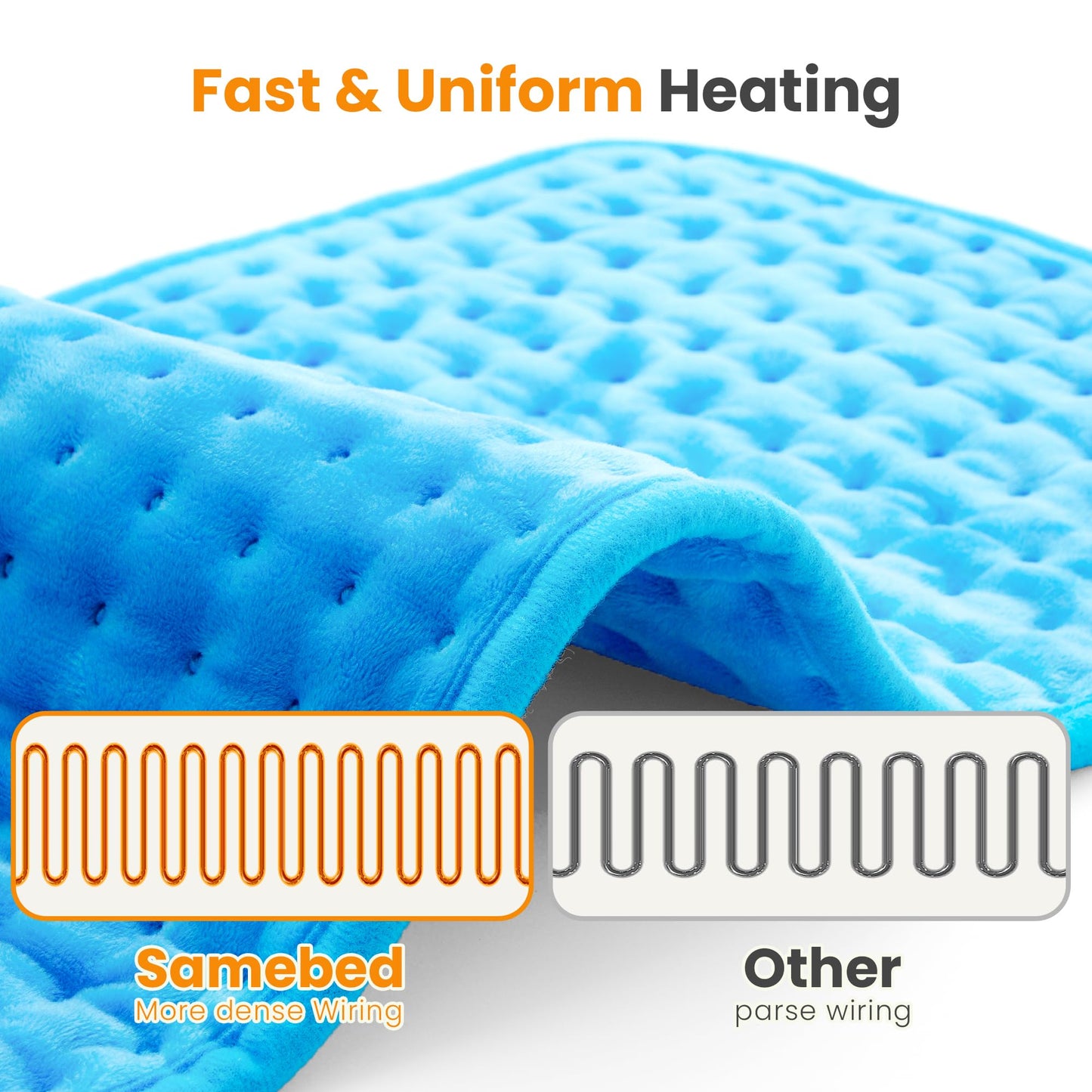 Electric Heating Pad for Back Pain Relief & Cramps - 6 Heat Settings,Auto Shut Off,Moist Heat Options,Portable Heated Pads for Neck/Shoulder Machine Washable Gift for Men Women,Grey,12"x24"