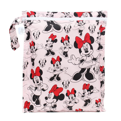Bumkins Disney Waterproof Wet Bag for Baby, Travel, Swim Suit, Cloth Diapers, Pump Parts, Pool, Beach, Gym Clothes, Toiletry, Hook to Stroller, Daycare, Zip Reusable Wetdry Packing Pouch, Mickey Mouse