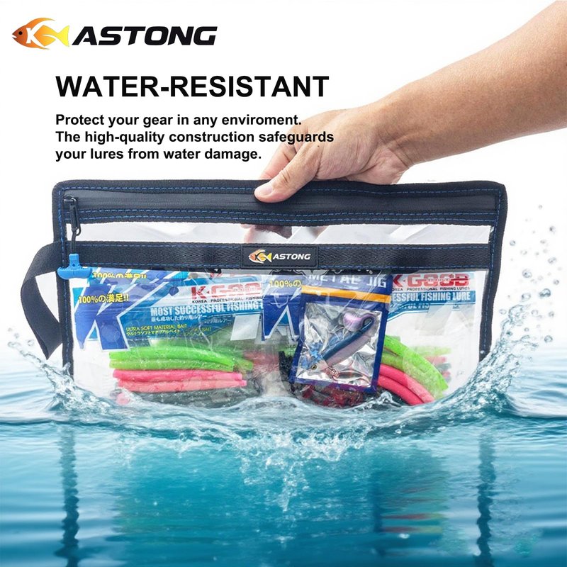 KASTONG 2 Layer Water-Proof Fishing Bait PVC Clear Storage Bag BaitShield Tackle Bag Storage for Bait Tackle Lures Soft Plastics and Fishing Gear Large Capacity 2 Size (MAS GIFT-PACKAGED 1M+1L)
