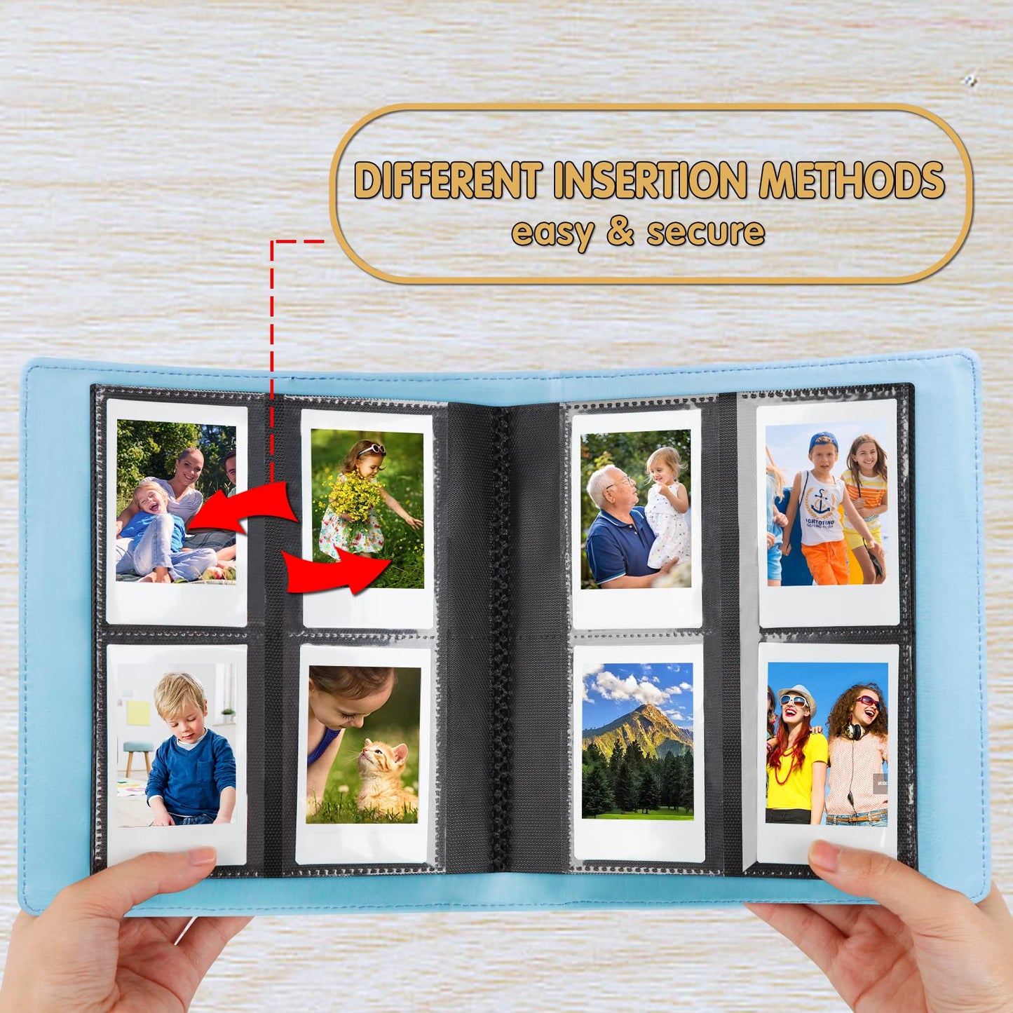288 Vertical Photos for Instax Mini Photo Book, Front Window, For Polaroid Book Album 2x3 For Fujifilm Instax Mini 12 11 9 99 8 40 Film, Fits Polaroid 300, HP Sprocket, K-pop Photocards (Blue)
