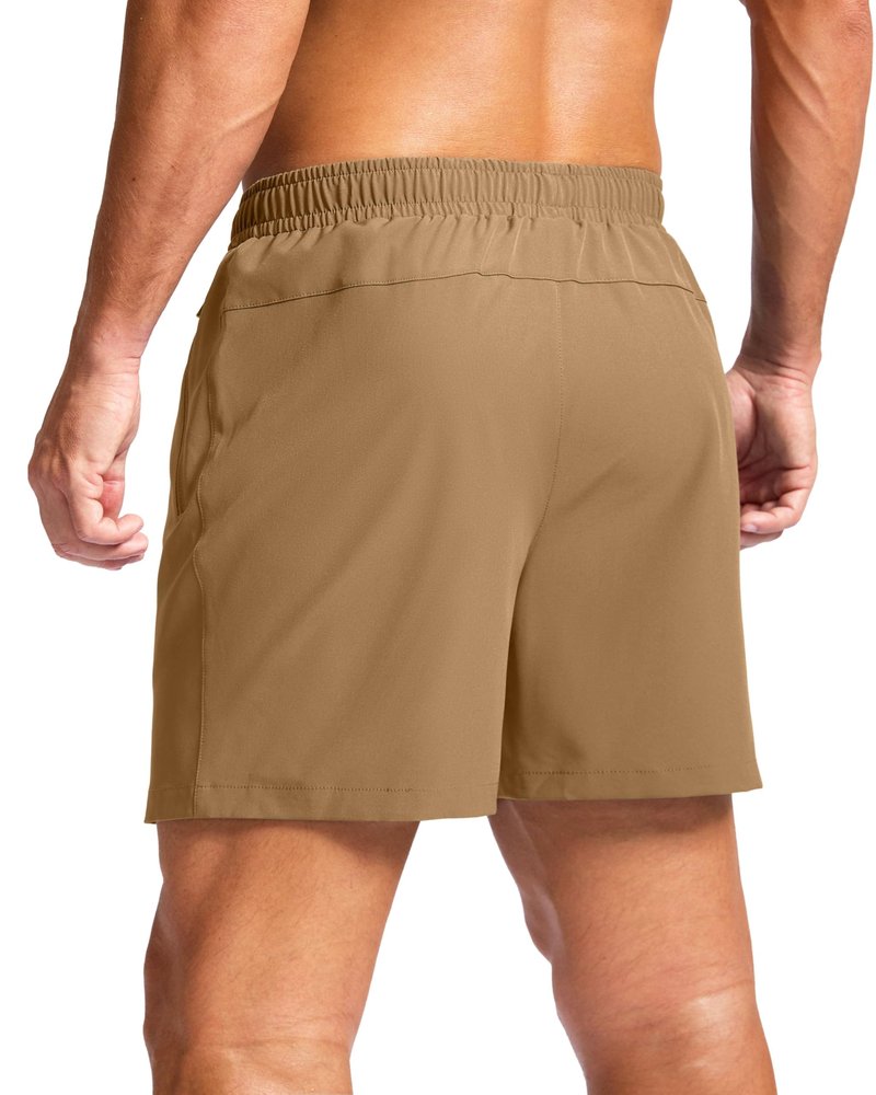G Gradual Men's Athletic Running Shorts with Zipper Pockets Quick Dry 7"/ 5"/ 9" Workout Gym Shorts for Basketball Hiking(Dark Khaki,5XXXL)