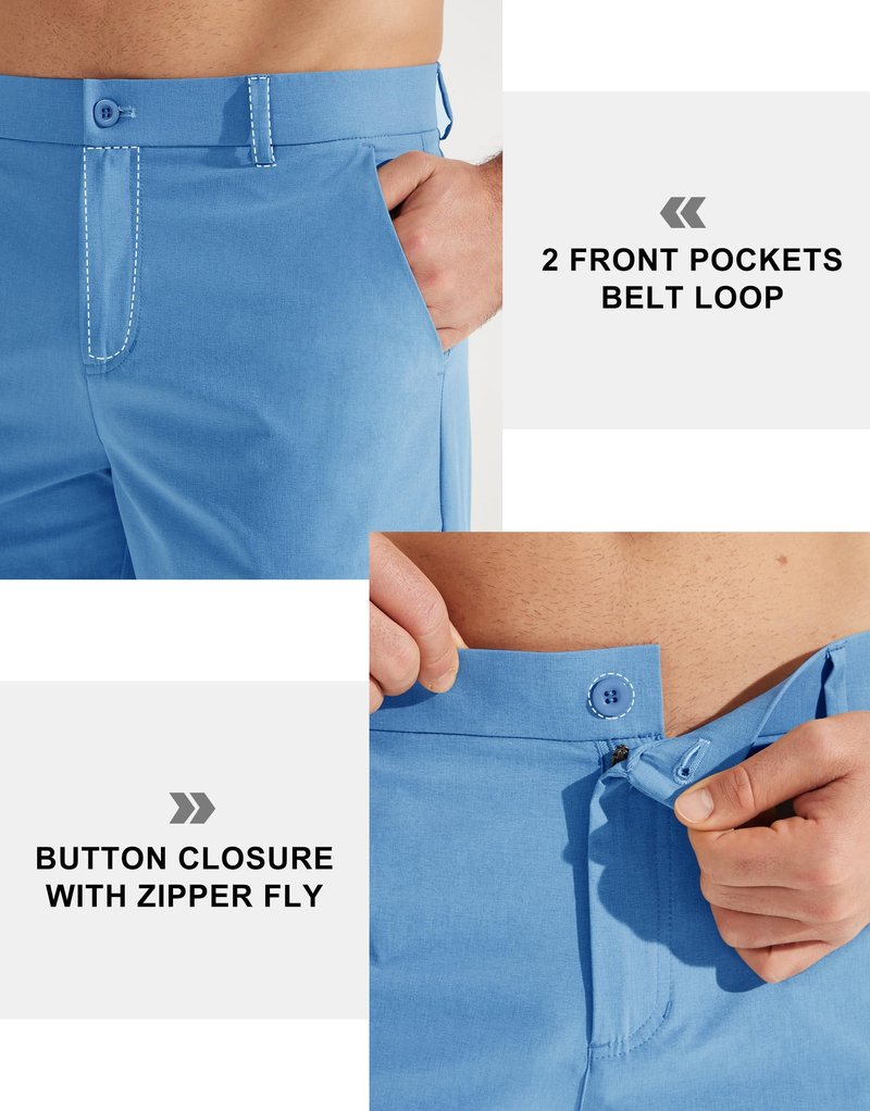 Libin Mens Golf Pants Stretch Work Dress Pants 30" Quick Dry Lightweight Business Casual Pant for Men Comfy Water Resistant with Pockets, 34W x 30L Brilliant Blue