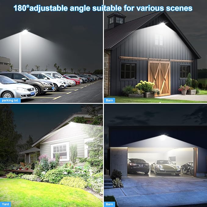 LED Parking Lot Light Commericial 350W 52500LM Bright Arm Dusk to Dawn LED Flood Lights Wall Mount Outdoor 5000K 100-277V IP65 Waterproof Shoebox Street Lighting for Park,Stadium,Barn 3 Pack