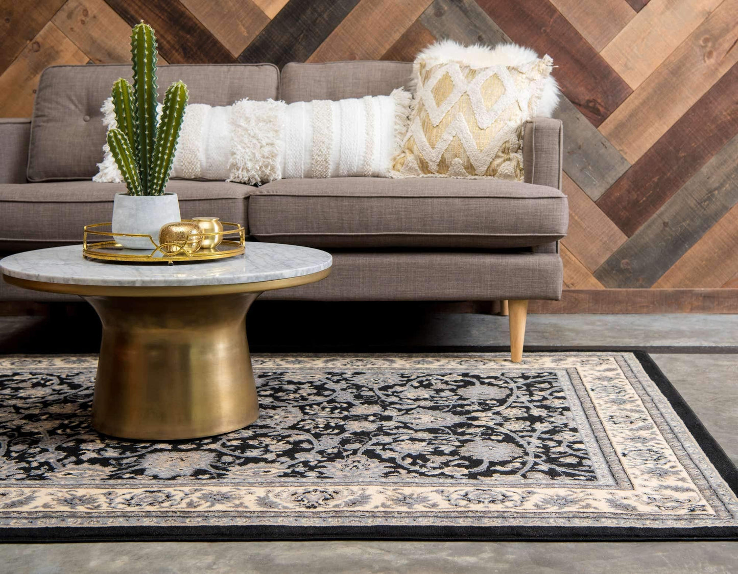 Unique Loom Sialk Hill Collection Area Rug - Washington (7' 1" x 10' Rectangle Black/Gray)