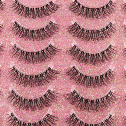 14mm Lashes Natural Look Wispy Eyelashes Faux Mink Lashes Clear Band Short Natural False Lashes Cat Eye Daily Soft Strip Lashes Pack by Kiromiro