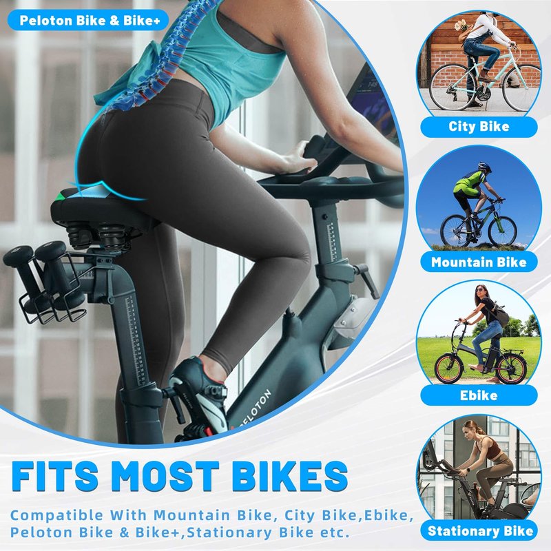 CDYWD Oversized Bike Seat for Men & Women, Comfortable Gel Padded, Extra Wide Bicycle Seat Cushion Comfort, Replacement Saddle for Peloton, Stationary Exercise Bike, Mountain Bike, Cruiser, City Bike