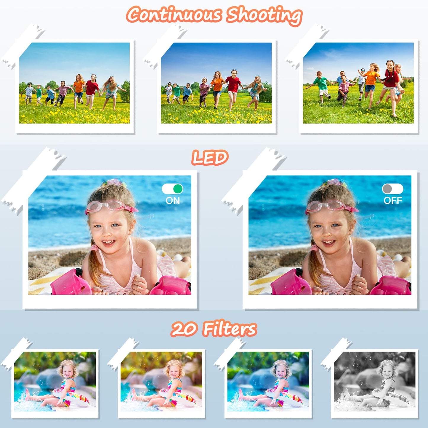 Digital Camera 1080P FHD 44MP with 2.4" LCD Screen,16X Digital Zoom, Compact Portable Vlogging Camera with 32gb SD Card for Kids Teen Students Beginner (Black)