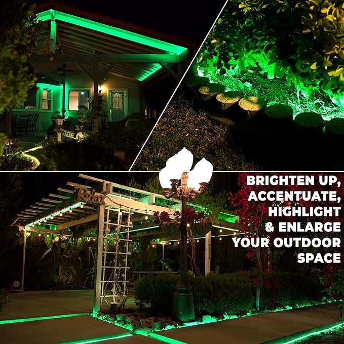 WYZworks 576LEDs 50ft LED Outside Rope Lights, Outdoor ETL Certified Waterproof Permanent 360 Degree Light Emitting, Flexible Tube, Connectable, Christmas Palm Tree Exterior Landscape, Green