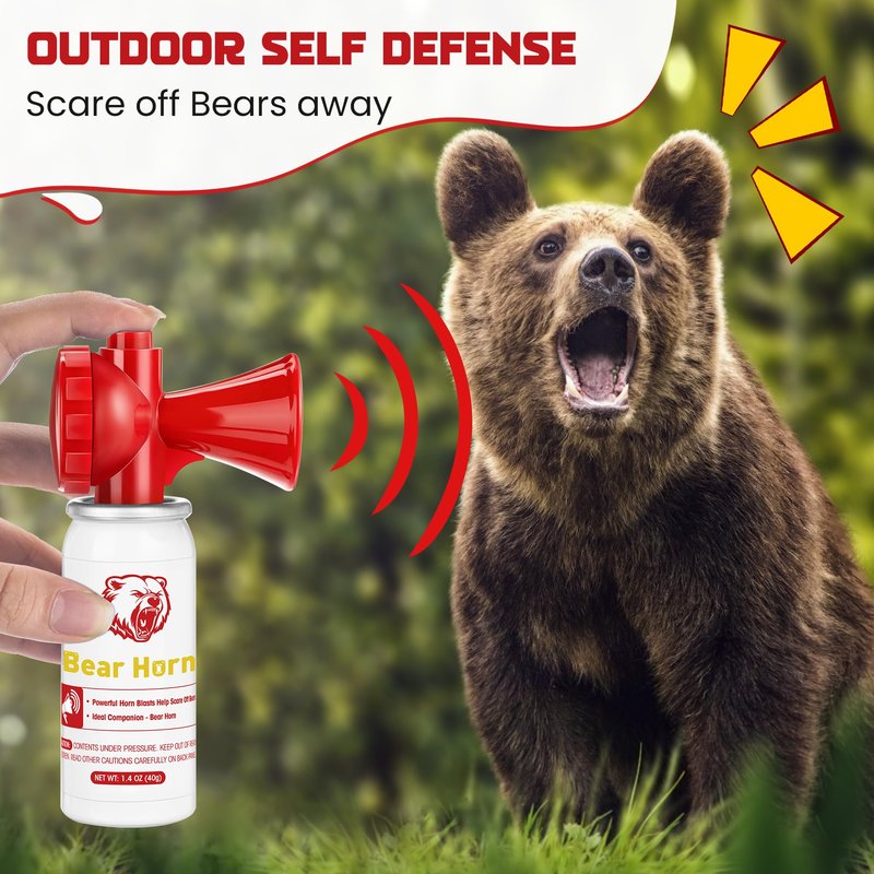 Dunkive 2 Pack Bear Horns - Very Loud 120dB Air Horns for Safety, Heard Up to 1/2 Mile Away, Scares Wild Animals