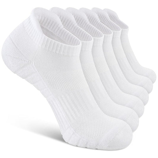 Uporee Low Cut Athletic Ankle Socks - Cushioned, Soft & Breathable, Anti-Blister Tab, 6 Pairs Men & Women