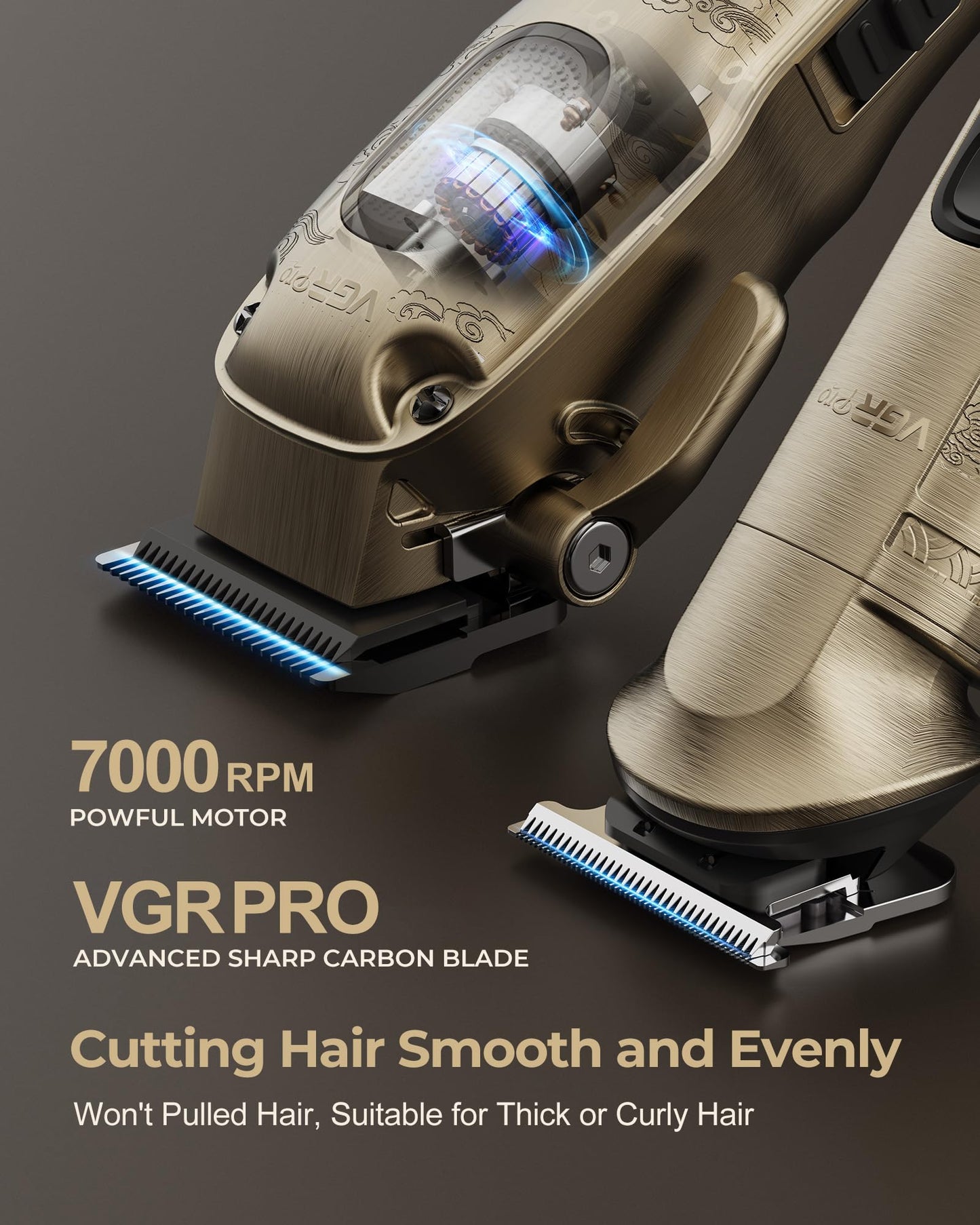 Vgrpro Hair Clippers Men Professional, Mens Clippers and Trimmers Set, USB Rechargeable Cordless Hair Clippers for Hair Cutting, Electric T-Blade Hair Trimmer for Men with Package Box (Gloden)