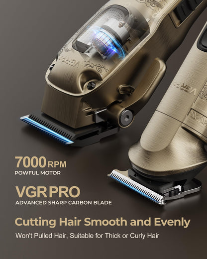 Vgrpro Hair Clippers Men Professional, Mens Clippers and Trimmers Set, USB Rechargeable Cordless Hair Clippers for Hair Cutting, Electric T-Blade Hair Trimmer for Men with Package Box (Gloden)
