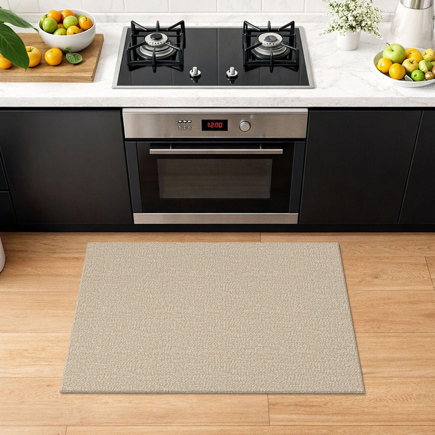 Lansny 2x3 Washable Area Rug Small Braided Cotton Entryway Rug with Non Slip Backing Kitchen Rugs Indoor Door Mat for Entrance Bathroom Foyer, Khaki/Beige