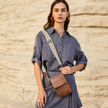 BOSTANTEN Small Crossbody Bags for Women Cell Phone Purse Leather Wallet Handbags with Card Slots Brown