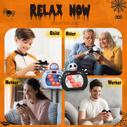 2pcs Halloween Pop Push Game Light Up Fidget Toy,Halloween Toys for Boys Grils Teens Age 3-12,Pop Bubble Sensory Toys,Halloween Party Favors Halloween Trick or Treat Gifts (Black-Blue)