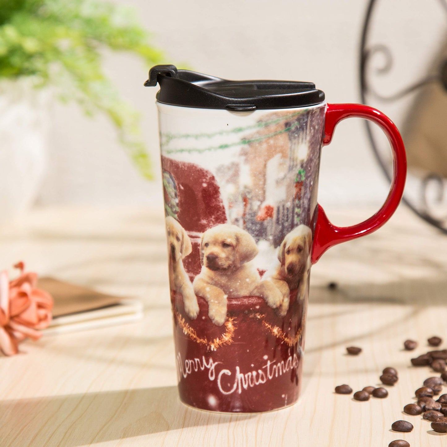 Topadorn Christmas Ceramic Mugs Travel Mug Porcelain Coffee Cup with Gift Box Latte Mug for Holiday 17 oz.