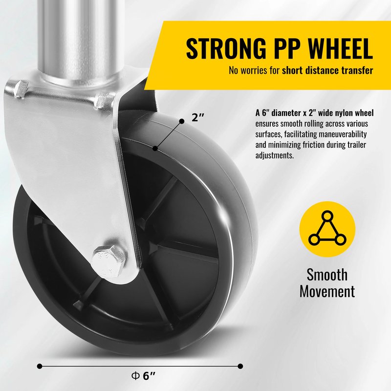 MaxxHaul 10" Lift Swing Back Trailer Jack - 1,000 lb Capacity Heavy Duty Bolt-On Trailer Tongue Jack with 6" Smooth-Rolling Wheel and Side Wind Handle (70148)