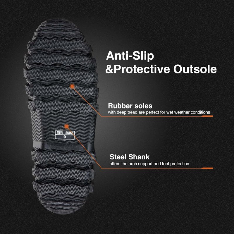 TIDEWE Waterproof Rubber Boots for Men - Multi-Season Outdoor Hunting | 6mm Neoprene, Steel Shank