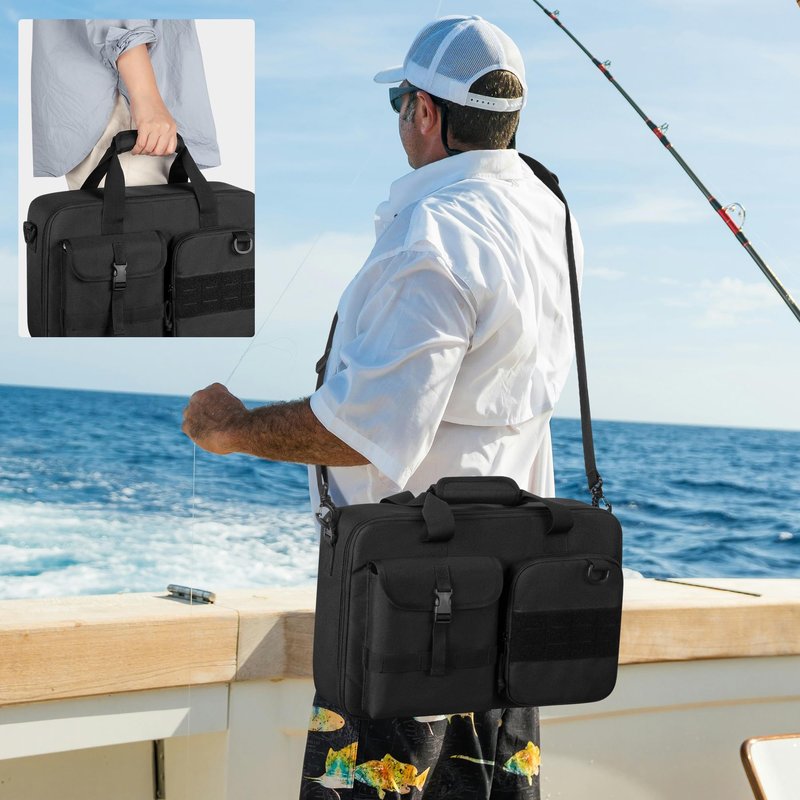 Rexmica Fishing Reel Case for Spinning Reels, Fly Fishing Reels, Baitcaster Fishing Reels, Fishing Reel Storage Bag with Multiple Pockets and Dividers, Fishing Gear Bag for Fishing Trip/Daily Storage