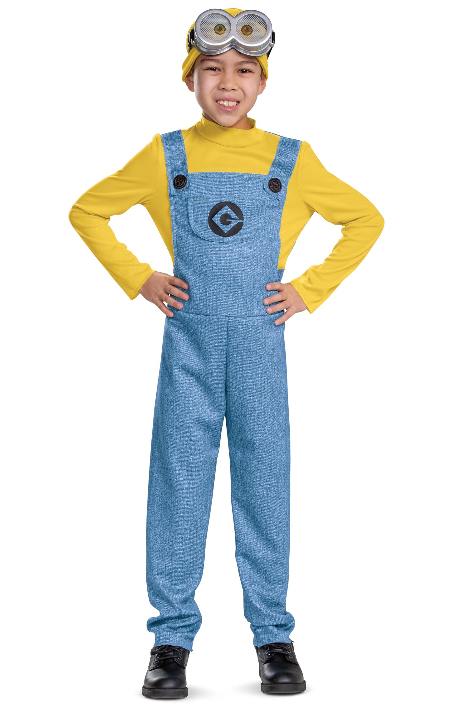 Bob Minions Costume for Kids, Official Minion Jumpsuit Outfit with Goggles and Hat, Classic Size Small (4-6) Multicolored