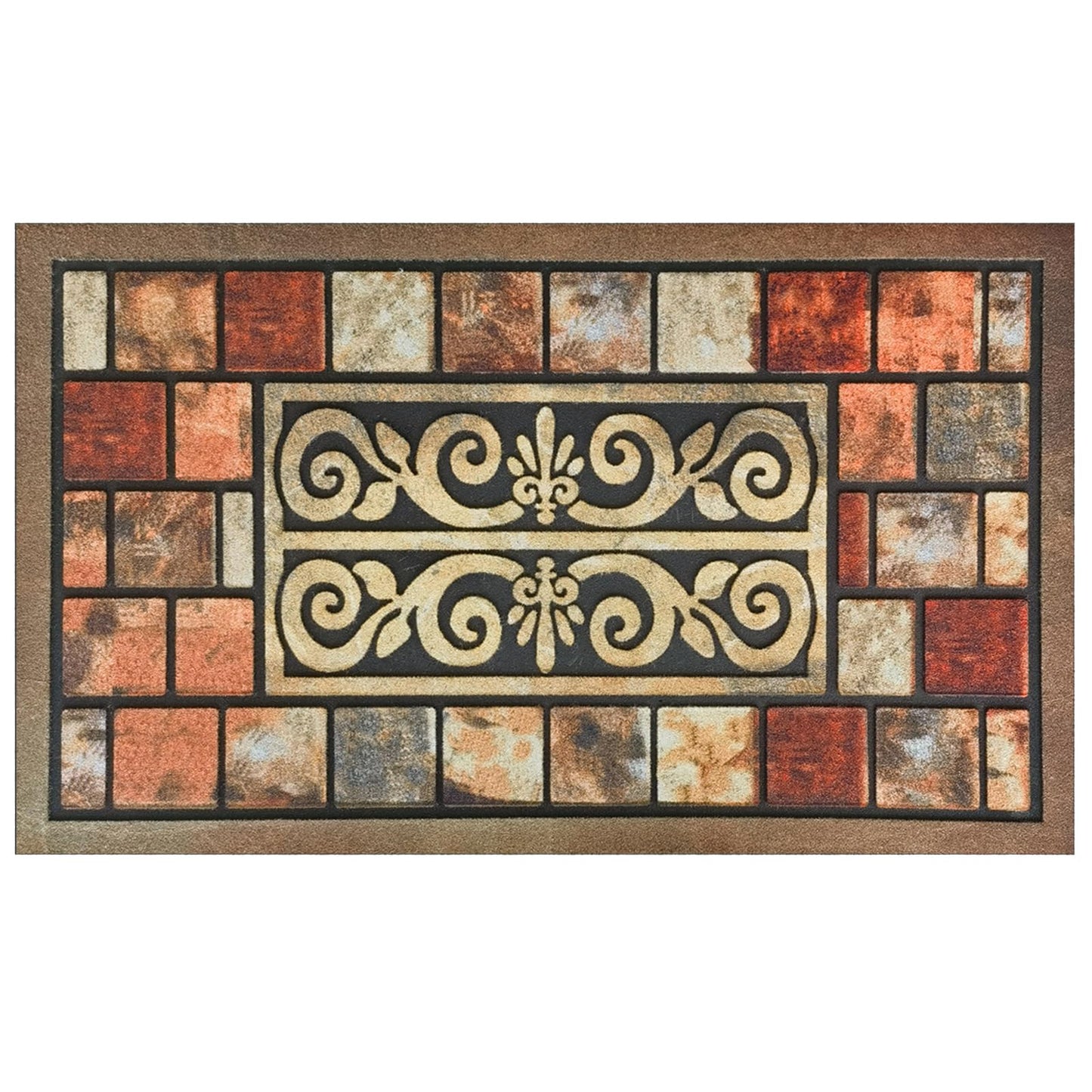 CHICHIC Door Mat Welcome Mat 18x 30 Inch Front Door Mat Outdoors for Home Entrance Outside Entry Way Doormat, Heavy Duty Non Slip Rubber Back Low Profile, Brick