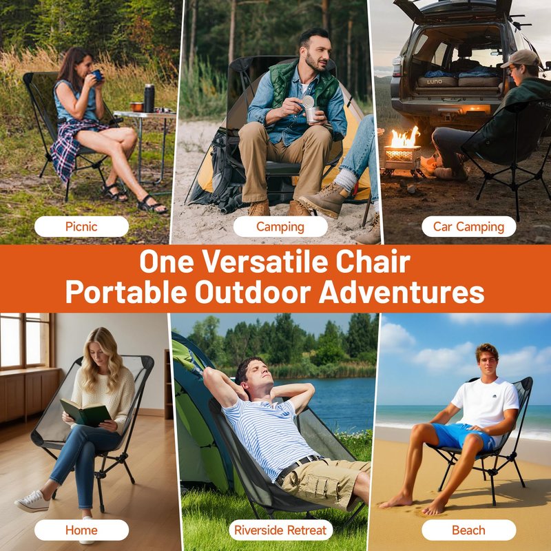 喜马拉雅 Himalaya Ultralight Beach Chair, 2 Heights Lightweight Camping Chair, Folding Mesh Backpacking Chairs, Portable Compact Camp Chairs for Hiking Picnic Lawn Festival Outdoor
