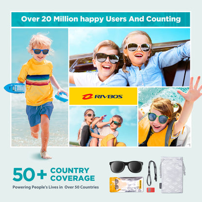 RIVBOS Kids Sunglasses Polarized Rubber UV Protection with Glasses Strap for Boys Girls Baby and Children Age 3-10 RBK004-2
