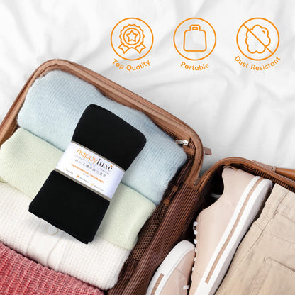 Happyluxe Travel Shawl Wraps for Women - 68x35in Black Wrap. Lightweight UPF50+ Pashmina, Airplane Travel Blanket Scarf